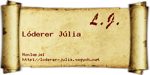 Lóderer Júlia névjegykártya