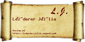 Lóderer Júlia névjegykártya